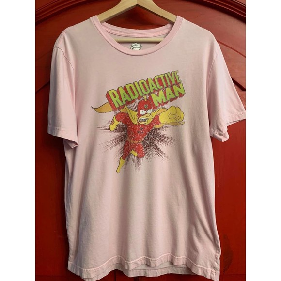 The Simpsons Radioactive Man Homer Bart Pink T-Shirt Shirt Tee Matt Groening L - Picture 1 of 3